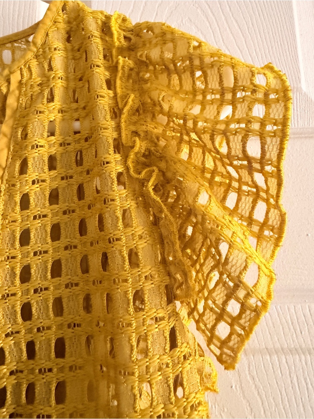 Banana Republic Yellow Crochet Short-Sleeve Blouse - Picture 4 of 6